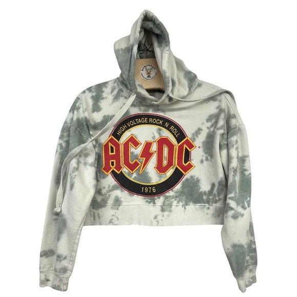 ACDC Tops - AC/DC High Voltage Rock N Roll Cropped Hoodie Tie‎ Dye Women's M